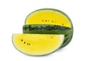 Whole and slice yellow watermelon isolated on white Royalty Free Stock Photo