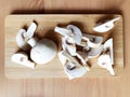 Whole sliced and chopped white button mushrooms on a wooden chopping board Royalty Free Stock Photo