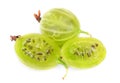 Whole and sliced green gooseberry fruit Royalty Free Stock Photo