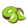 Whole and a sliced half Kiwifruit. Isolated on a white background.