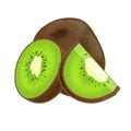 Whole and a sliced half Kiwifruit. Isolated on a white background.
