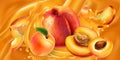 Whole and sliced peaches and apricots in fruit juice.