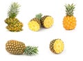 Whole and sliced pineapples isolated Royalty Free Stock Photo