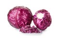 Whole and sliced red cabbage on white background Royalty Free Stock Photo