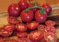 Whole and sliced tomatoes Royalty Free Stock Photo