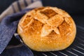 Whole sourdough bread with napkin