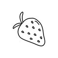 Whole strawberry fruit, sweet dessert berry, doodle style flat vector outline for coloring book Royalty Free Stock Photo