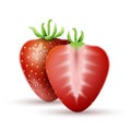 Whole strawberry and a half strawberry Royalty Free Stock Photo