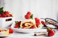 Whole Strawberry Shortcake Sponge or Roulade Cake Roll Royalty Free Stock Photo