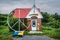 Eco sculptor and Artist Alain Cadieux and the former workshop of the sculptor Lucien Bourgault Royalty Free Stock Photo