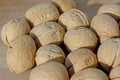 Whole walnuts background. Close up. Royalty Free Stock Photo