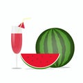 Whole Watermelon, Watermelon Slice And Watermelon Juice Royalty Free Stock Photo