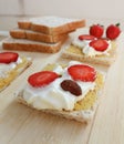 Whole wheat bread and canape with strawberry