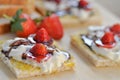 Bread and canape with strawberry topping