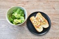 Whole wheat bread dressing slice ham pork and chop boiled egg with vegetable salad on plate Royalty Free Stock Photo