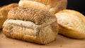 Whole wheat bread and French baguette Royalty Free Stock Photo