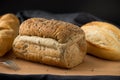 Whole wheat bread and French baguette Royalty Free Stock Photo