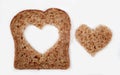 Whole wheat bread with heart Royalty Free Stock Photo