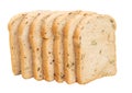 Whole wheat bread loaf slice have rice grain on white background. Royalty Free Stock Photo