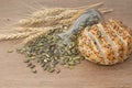 Whole wheat bread with pumpkin seed Royalty Free Stock Photo
