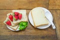 Whole wheat bread slice and strawberry Royalty Free Stock Photo