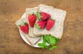 Whole wheat bread slice and strawberry Royalty Free Stock Photo