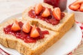 whole wheat bread with strawberry jam and fresh strawberry Royalty Free Stock Photo