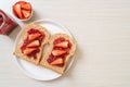 whole wheat bread with strawberry jam and fresh strawberry Royalty Free Stock Photo