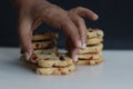 Whole wheat eggless tutti fruti cookies. Healthy cookies made of whole wheat flour, butter, sugar, vanilla and lots of green and Royalty Free Stock Photo