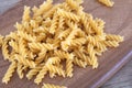 Whole Wheat Fusilli Pasta on board Royalty Free Stock Photo