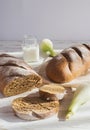 Whole wheat homemade bread, bio ingredients, healthy food Royalty Free Stock Photo