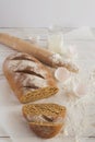 Whole wheat homemade bread, bio ingredients, healthy food Royalty Free Stock Photo