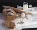 Whole wheat homemade bread, bio ingredients, healthy food Royalty Free Stock Photo