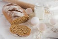 Whole wheat homemade bread, bio ingredients, healthy food Royalty Free Stock Photo