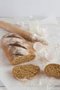 Whole wheat homemade bread, bio ingredients, healthy food Royalty Free Stock Photo