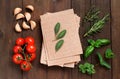 Whole wheat lasagna sheets, tomatoes, garlic and herbs Royalty Free Stock Photo