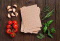 Whole wheat lasagna sheets, vegetables and herbs Royalty Free Stock Photo