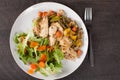 Whole Wheat Pasta with Cooked Chicken and Vegetables above shot Royalty Free Stock Photo
