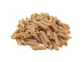 Whole wheat penne pasta isolated over white background Royalty Free Stock Photo