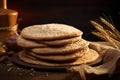 Whole wheat pita bread healthy food background