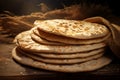 Whole wheat pita bread healthy food background