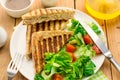 Whole wheat sandwiches stuffed with cheese and parsley Royalty Free Stock Photo