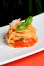 Whole Wheat Spaghetti with Tomato Sauce Royalty Free Stock Photo