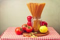 Whole wheat spaghetti and vegetables Royalty Free Stock Photo