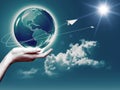 Whole world in her hands Royalty Free Stock Photo