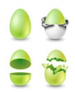 Whole, wrapped, cracked and broken Easter egg set Royalty Free Stock Photo