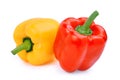 Whole of yellow adn red sweet bell pepper or capsicum isolated