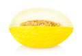Whole yellow Canary melon isolated white in studio Royalty Free Stock Photo