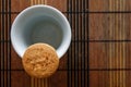 Wholegrain biscuits on white cup