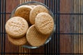 Wholegrain biscuits on woden bamboo litter